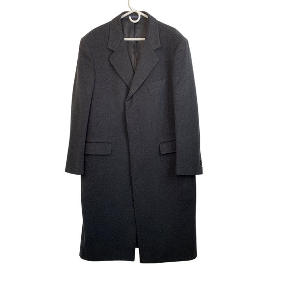 Mens Brooks Brothers Cashmere Overcoat Winter 46R Black Italy GUC 6759 Button